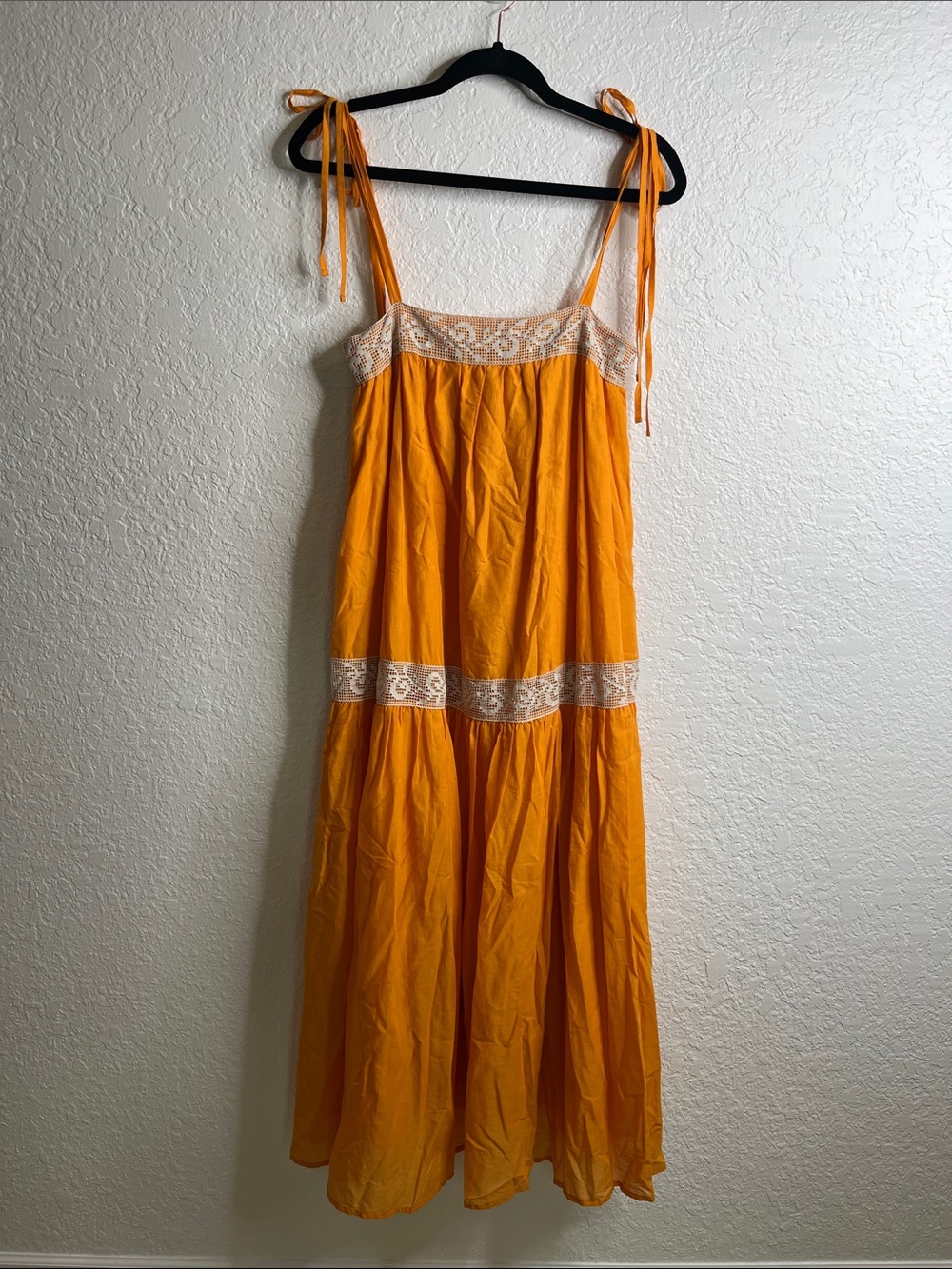 Anthropologie Ottod’ame 100% Cotton Tie Strap Maxi Dress Sz 2